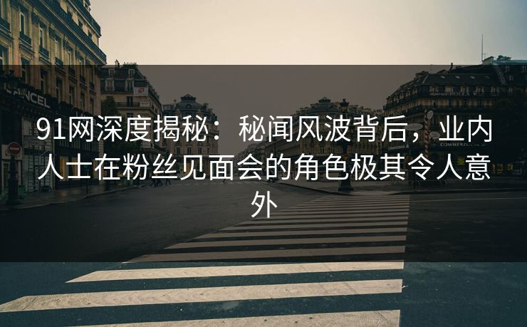 91网深度揭秘：秘闻风波背后，业内人士在粉丝见面会的角色极其令人意外