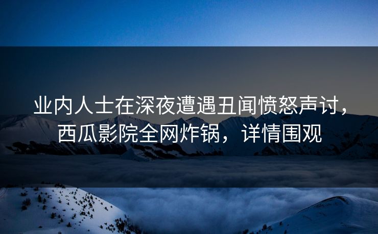 业内人士在深夜遭遇丑闻愤怒声讨，西瓜影院全网炸锅，详情围观