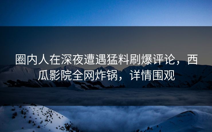 圈内人在深夜遭遇猛料刷爆评论，西瓜影院全网炸锅，详情围观